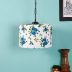 Multicolor Cotton Drum Hanging Lamp