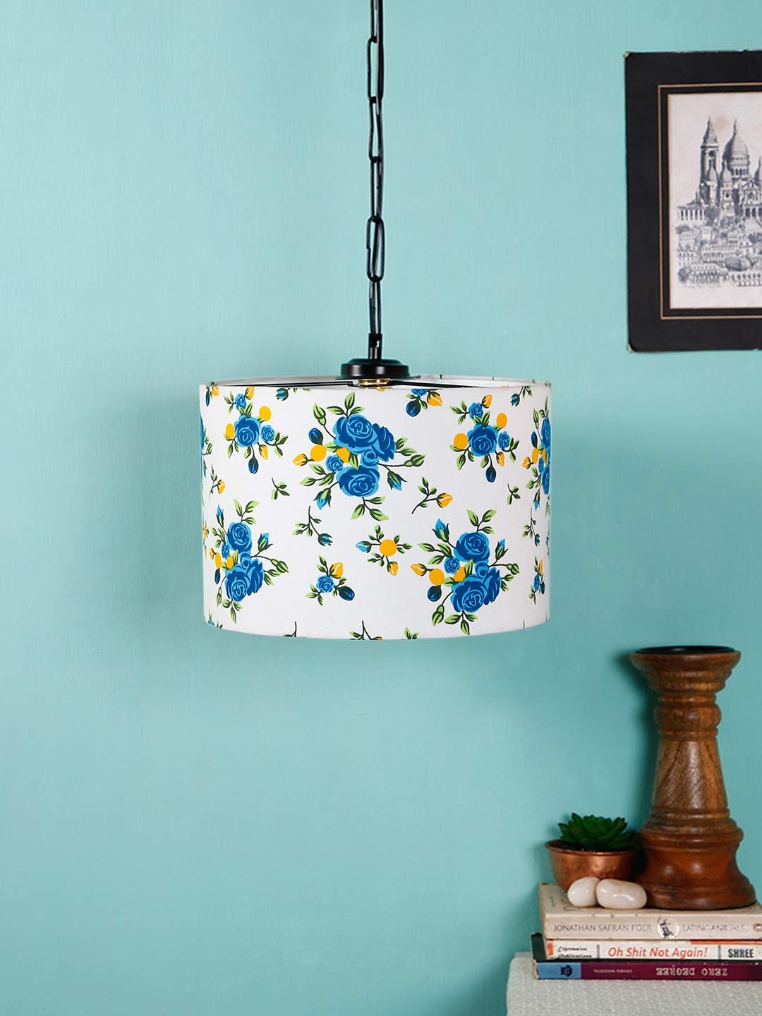 Multicolor Cotton Drum Hanging Lamp