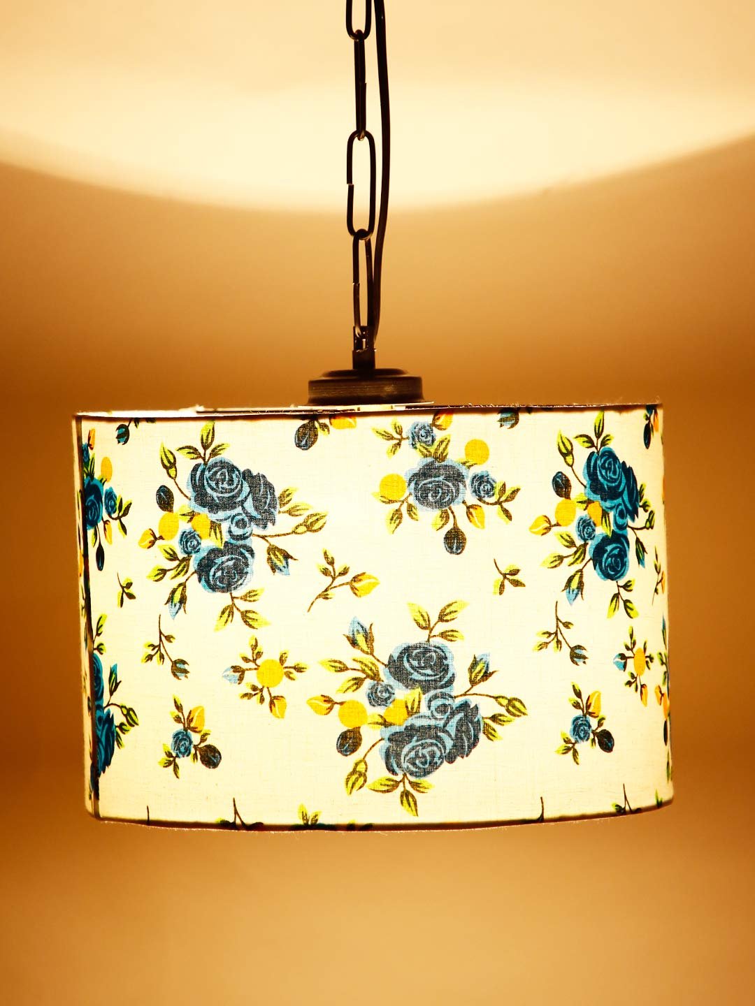 Multicolor Cotton Drum Hanging Lamp
