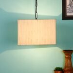 Off-White Cotton Square Hanging Lamp
