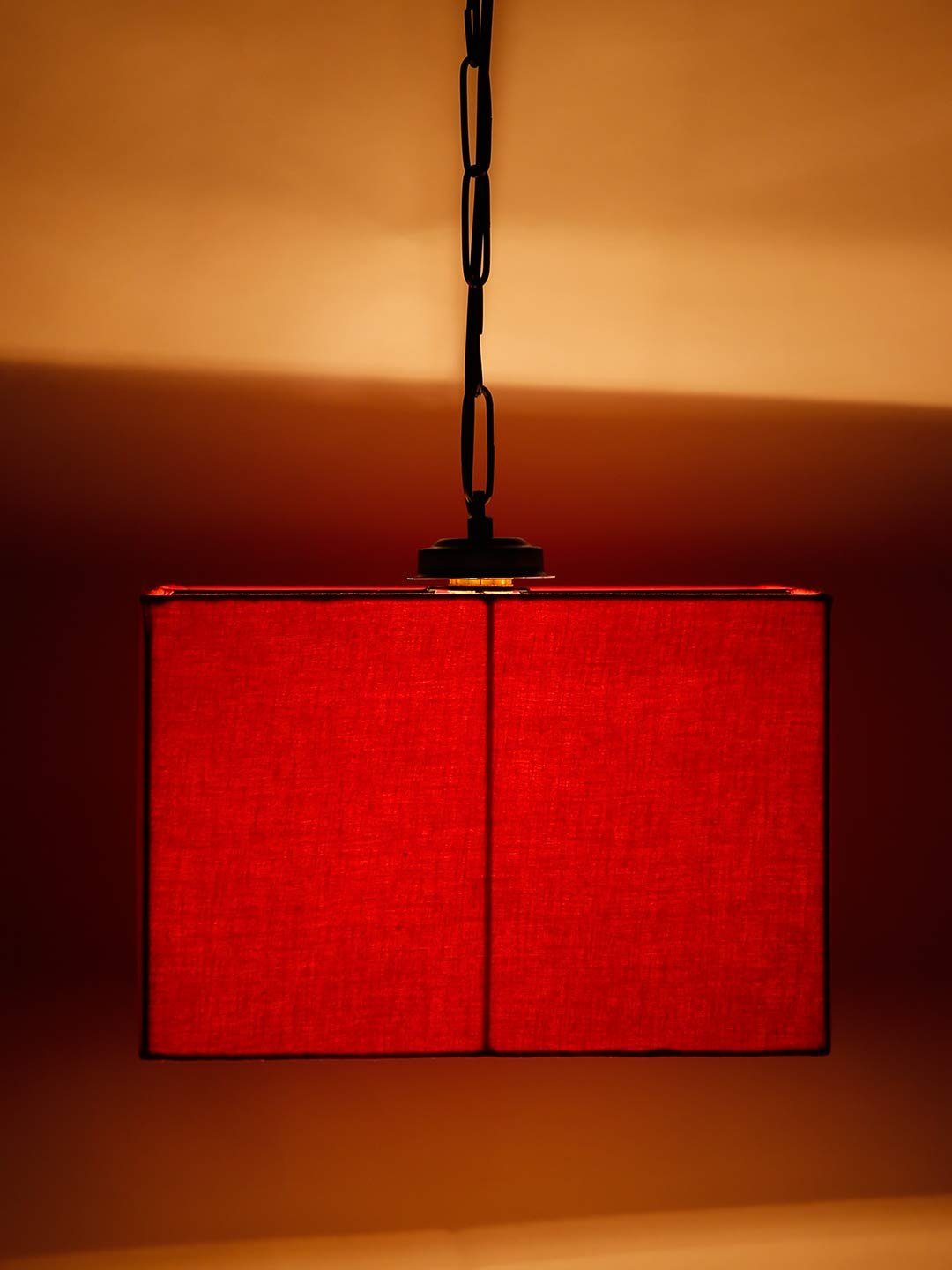 Red Cotton Square Hanging Lamp