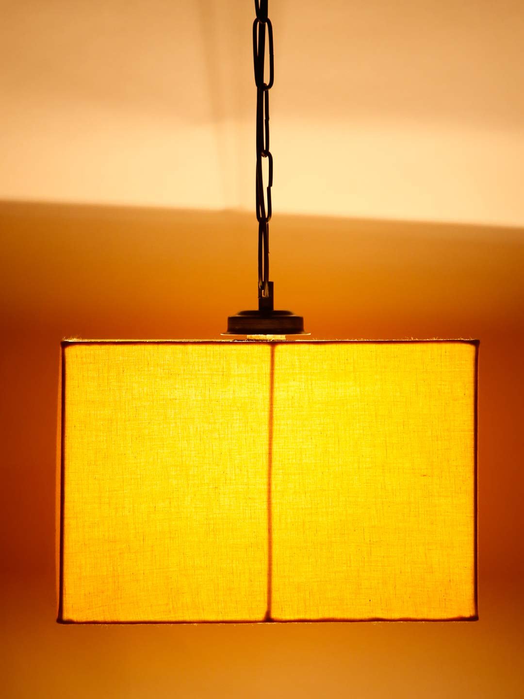 Yellow Cotton Square Hanging Lamp