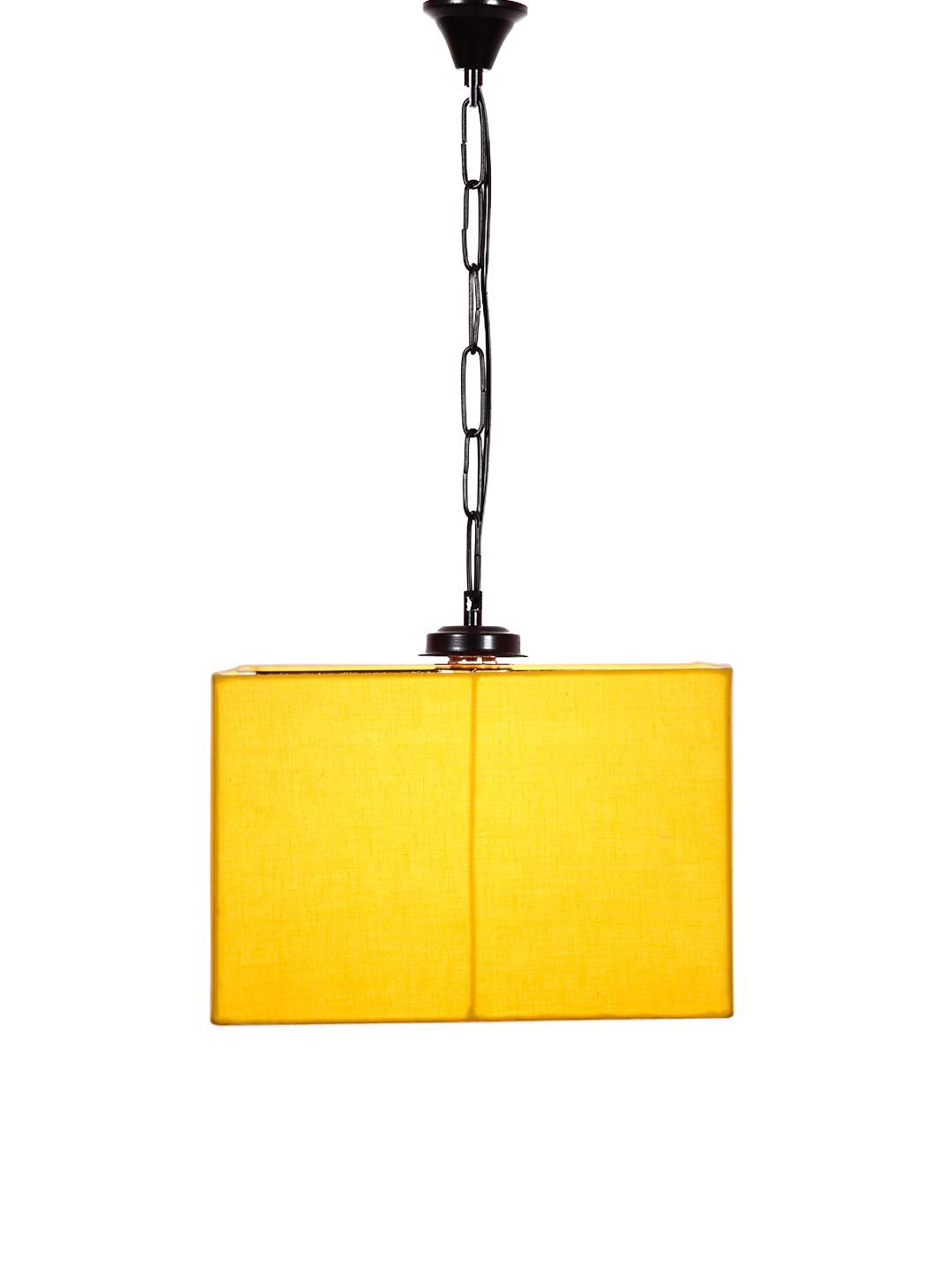 Yellow Cotton Square Hanging Lamp