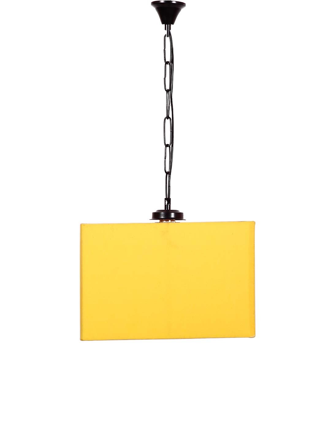 Yellow Cotton Square Hanging Lamp