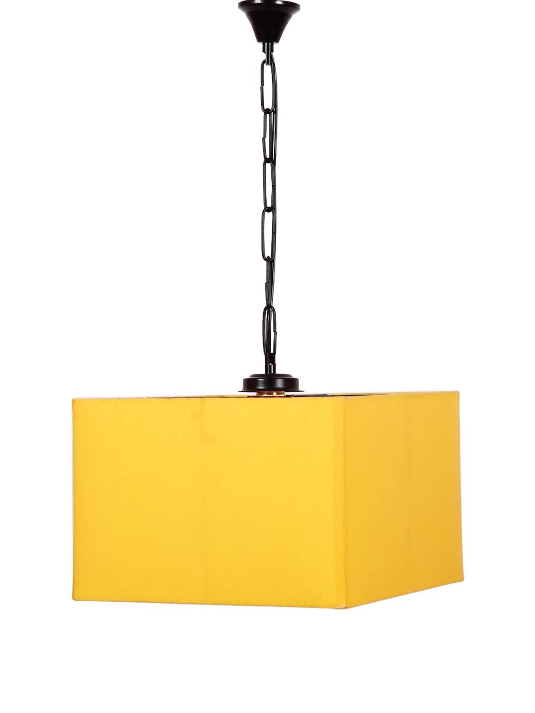 Yellow Cotton Square Hanging Lamp