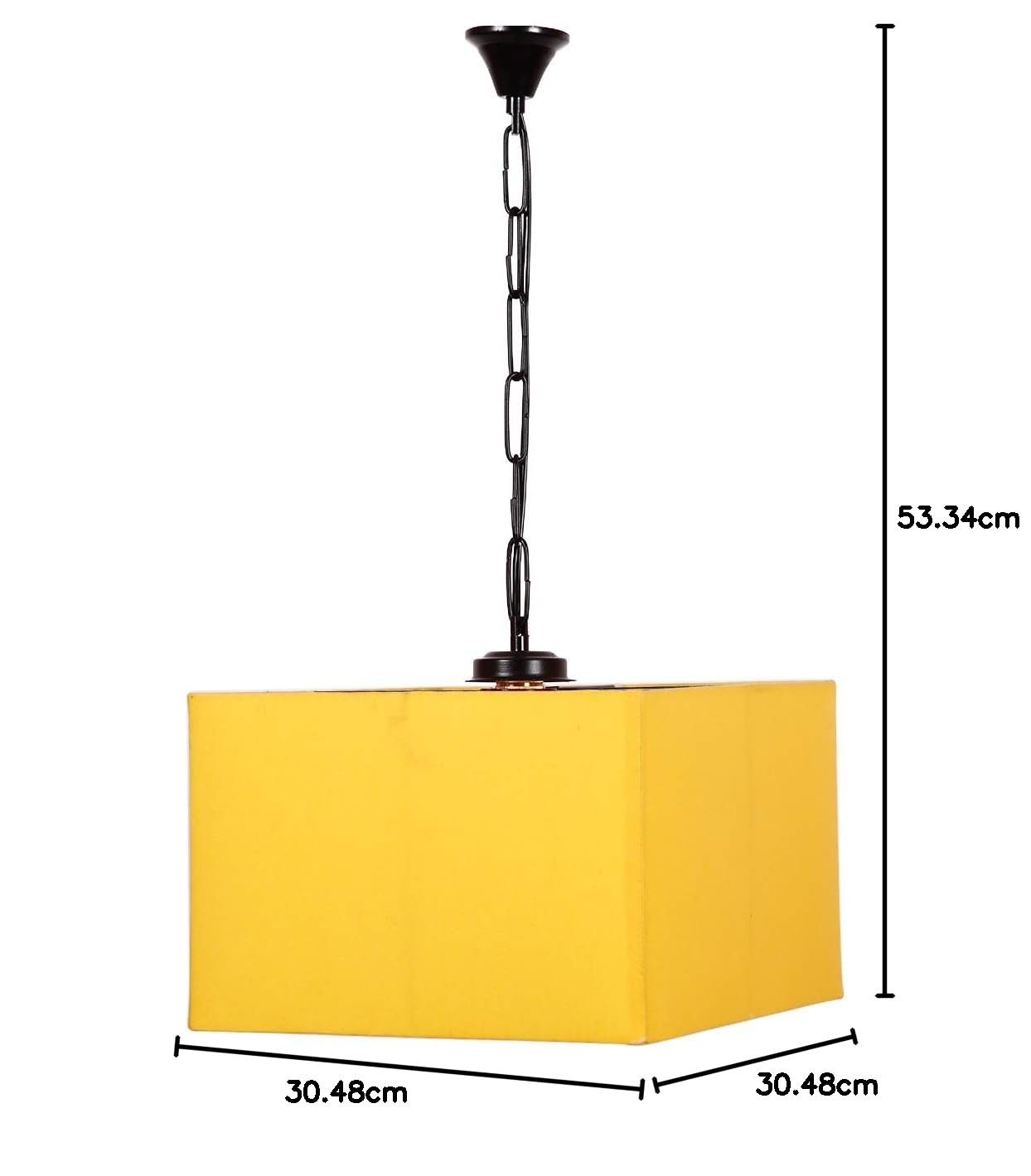 Yellow Cotton Square Hanging Lamp