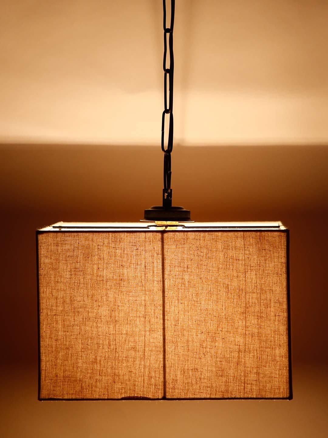 Grey Cotton Square Hanging Lamp
