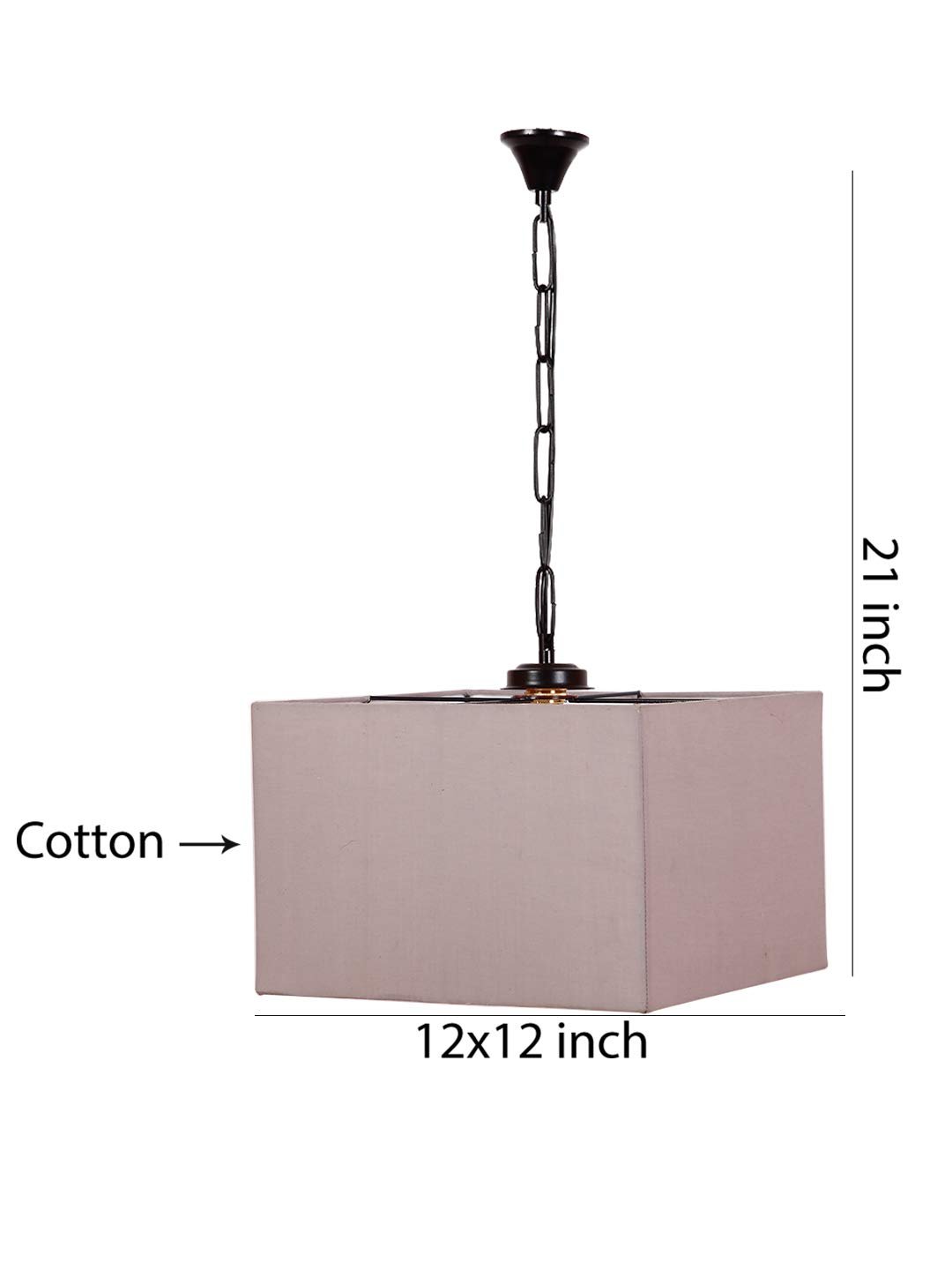 Grey Cotton Square Hanging Lamp