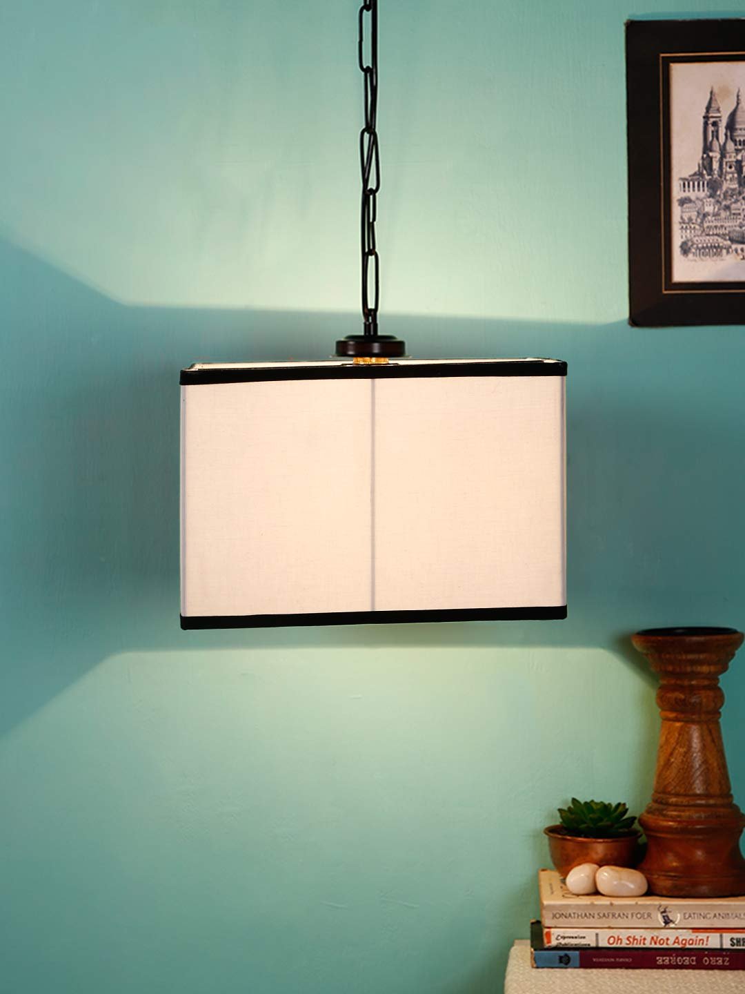 Multicolor Cotton Square Hanging Lamp