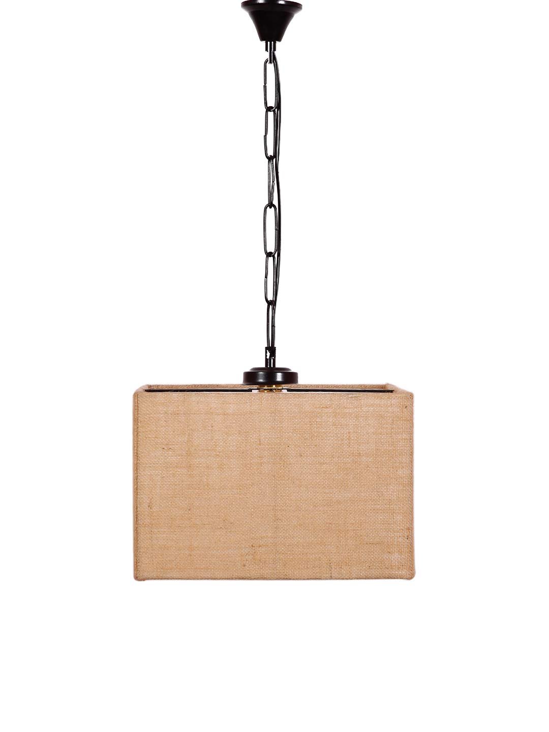 Beige Jute Square Hanging Lamp