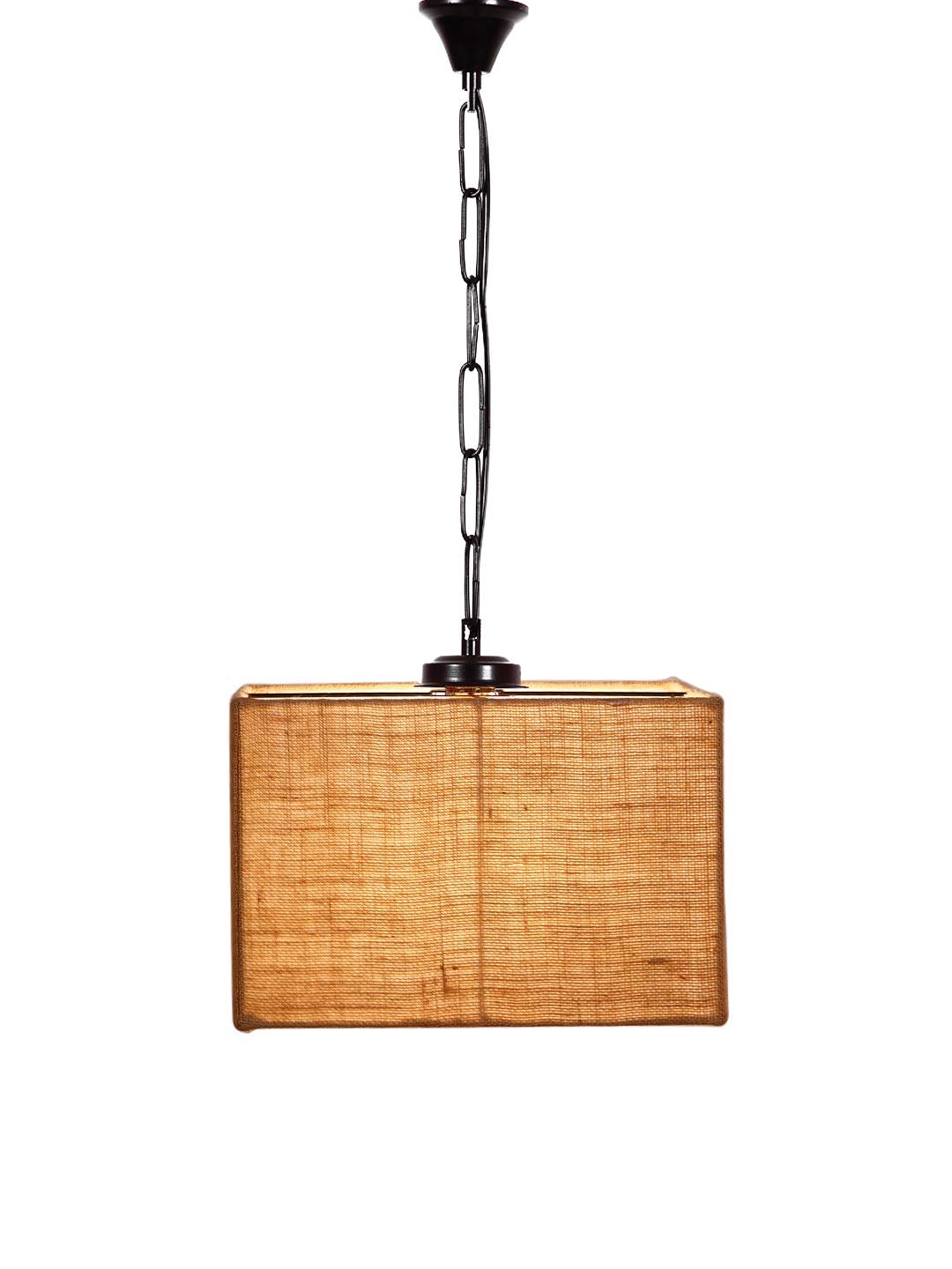 Beige Jute Square Hanging Lamp