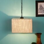 White Jute Square Hanging Lamp