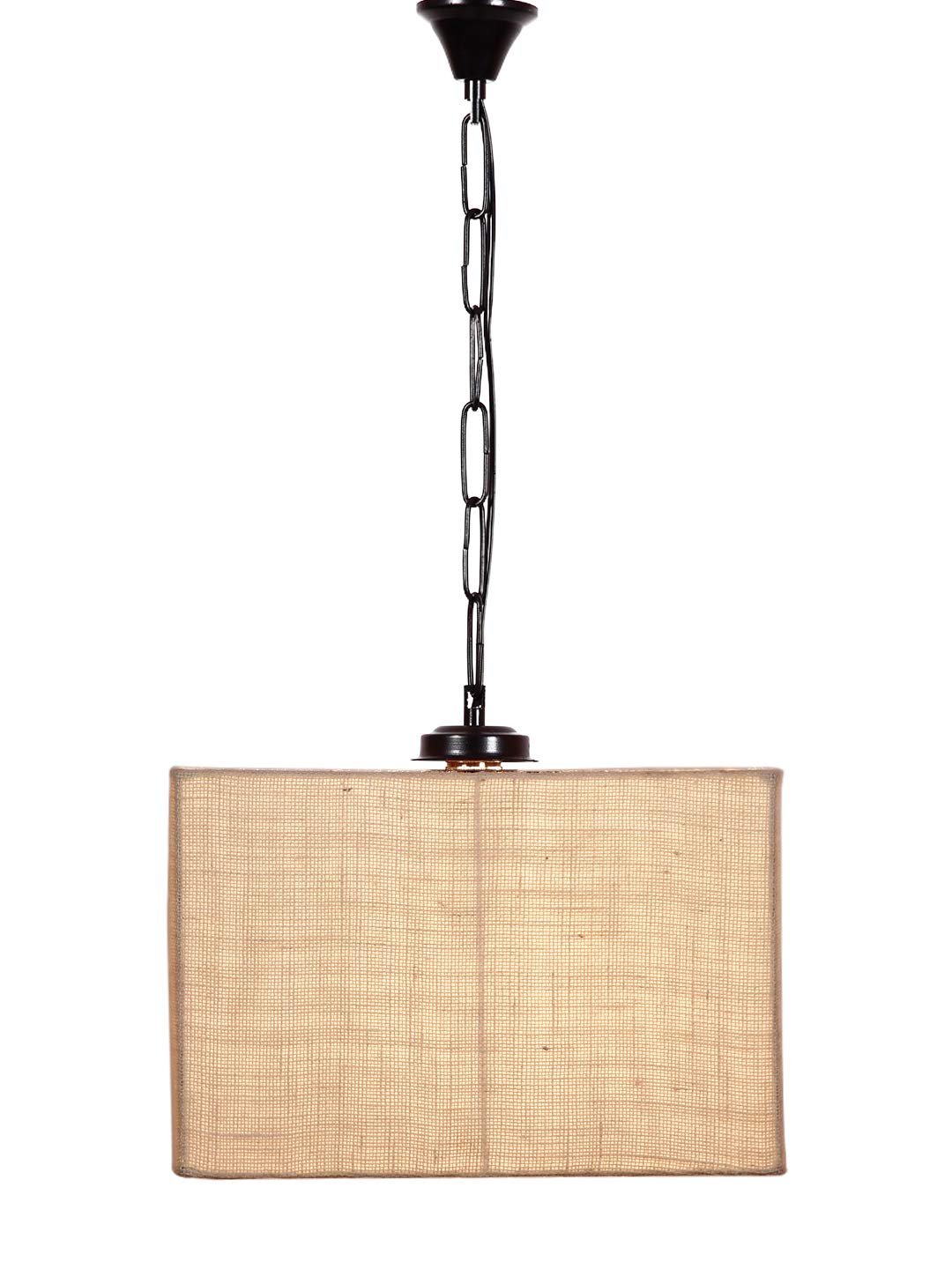 White Jute Square Hanging Lamp