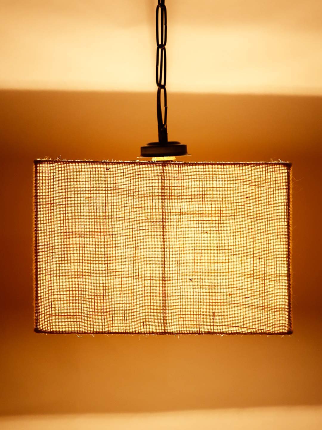 White Jute Square Hanging Lamp