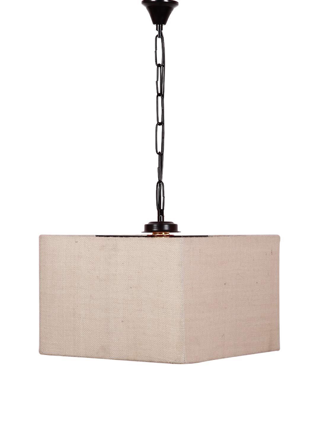 White Jute Square Hanging Lamp