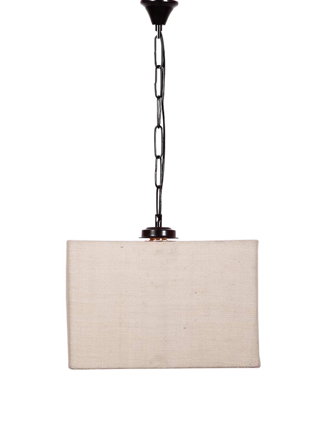 White Jute Square Hanging Lamp