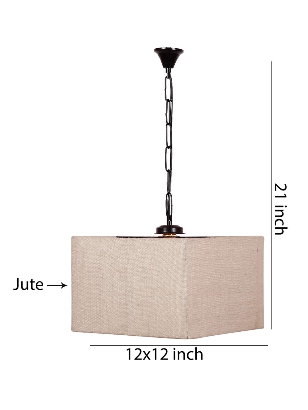 White Jute Square Hanging Lamp
