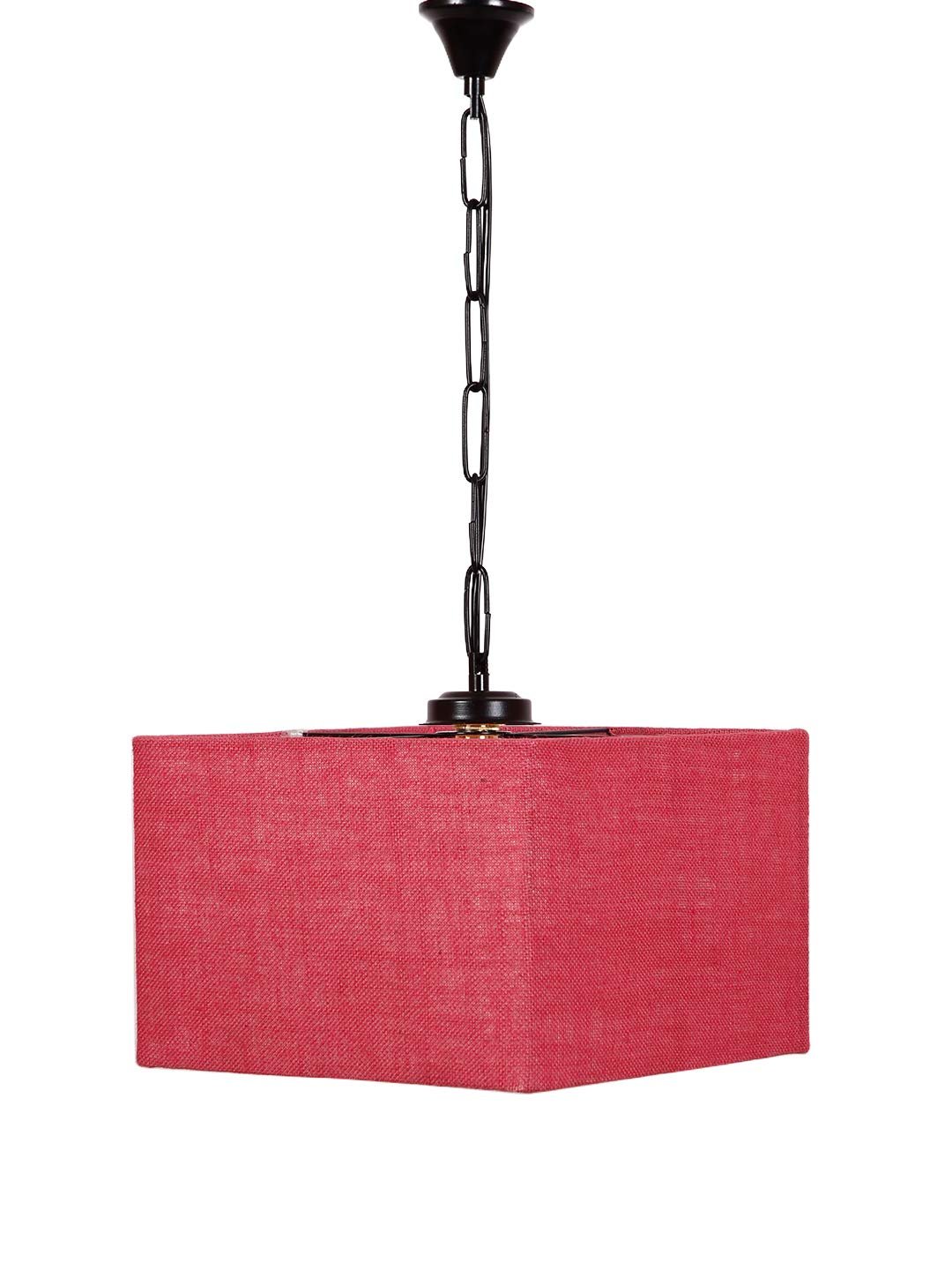 Pink Jute Square Hanging Lamp