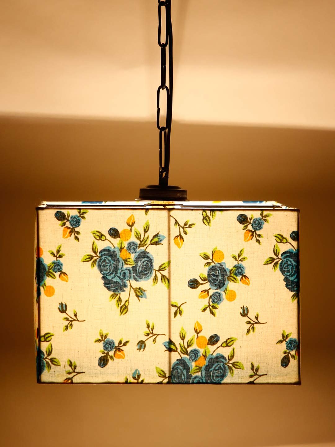 Multicolor Cotton Square Hanging Lamp