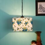 Multicolor Cotton Square Hanging Lamp