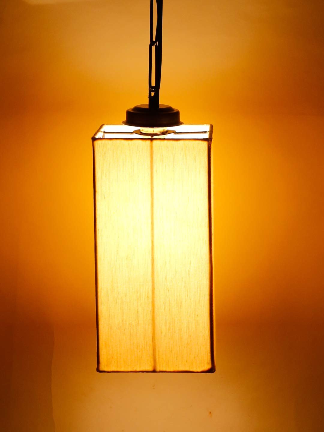 Off-White Cotton Square Hanging Lamp