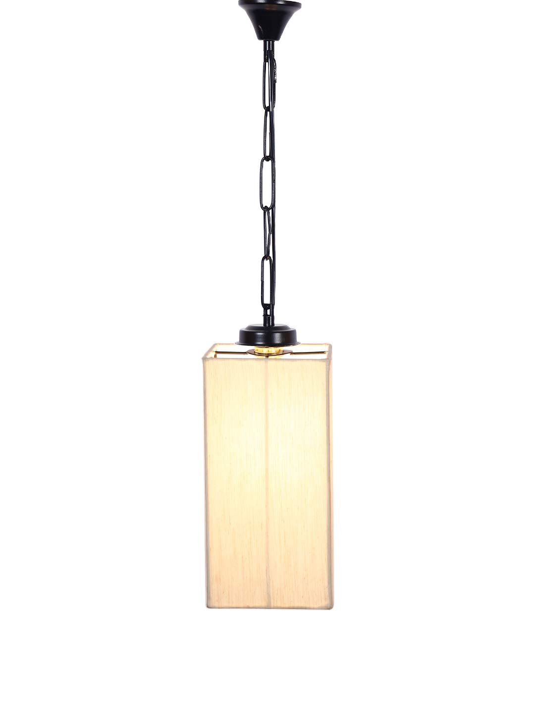 Off-White Cotton Square Hanging Lamp