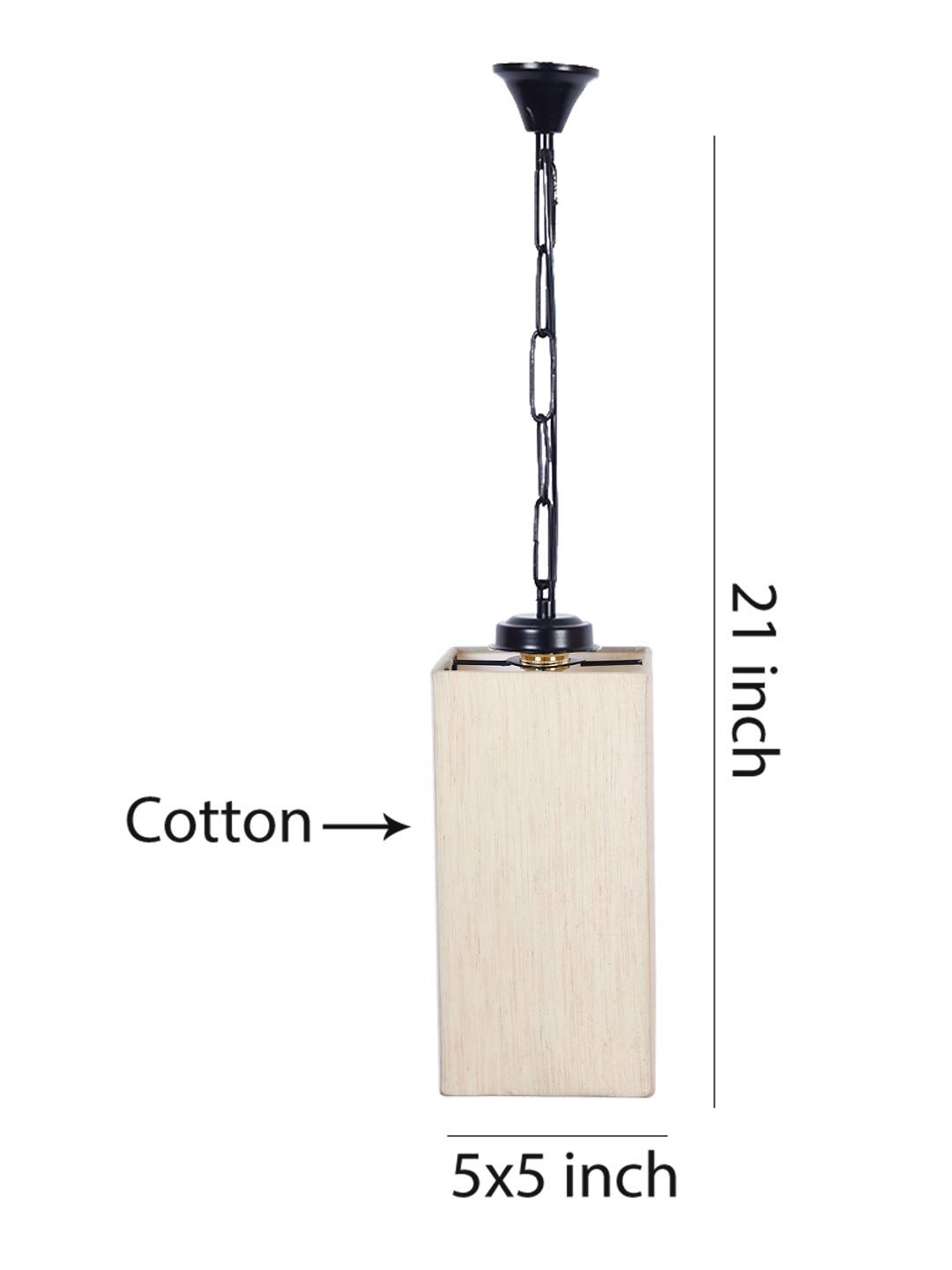 Off-White Cotton Square Hanging Lamp