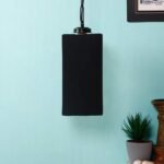 Black Cotton Square Hanging Lamp