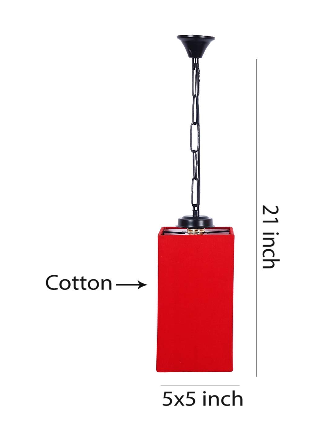 Red Cotton Square Hanging Lamp