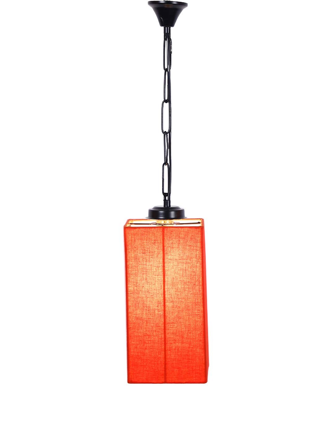 Orange Cotton Square Hanging Lamp