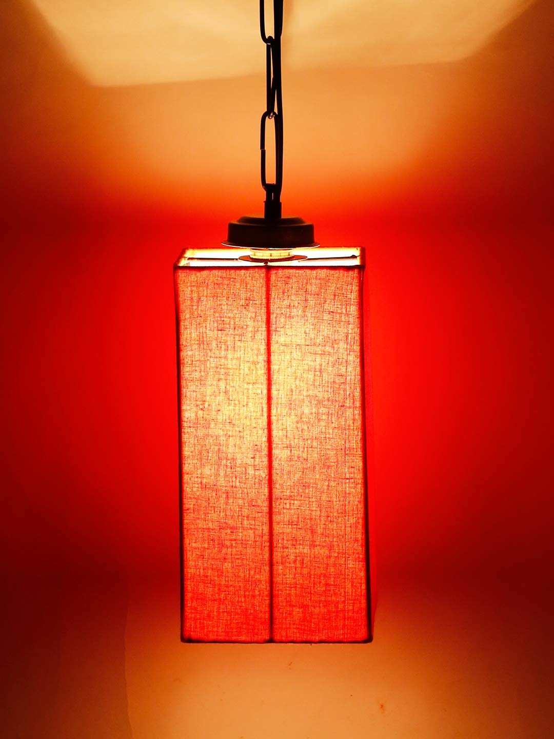 Orange Cotton Square Hanging Lamp