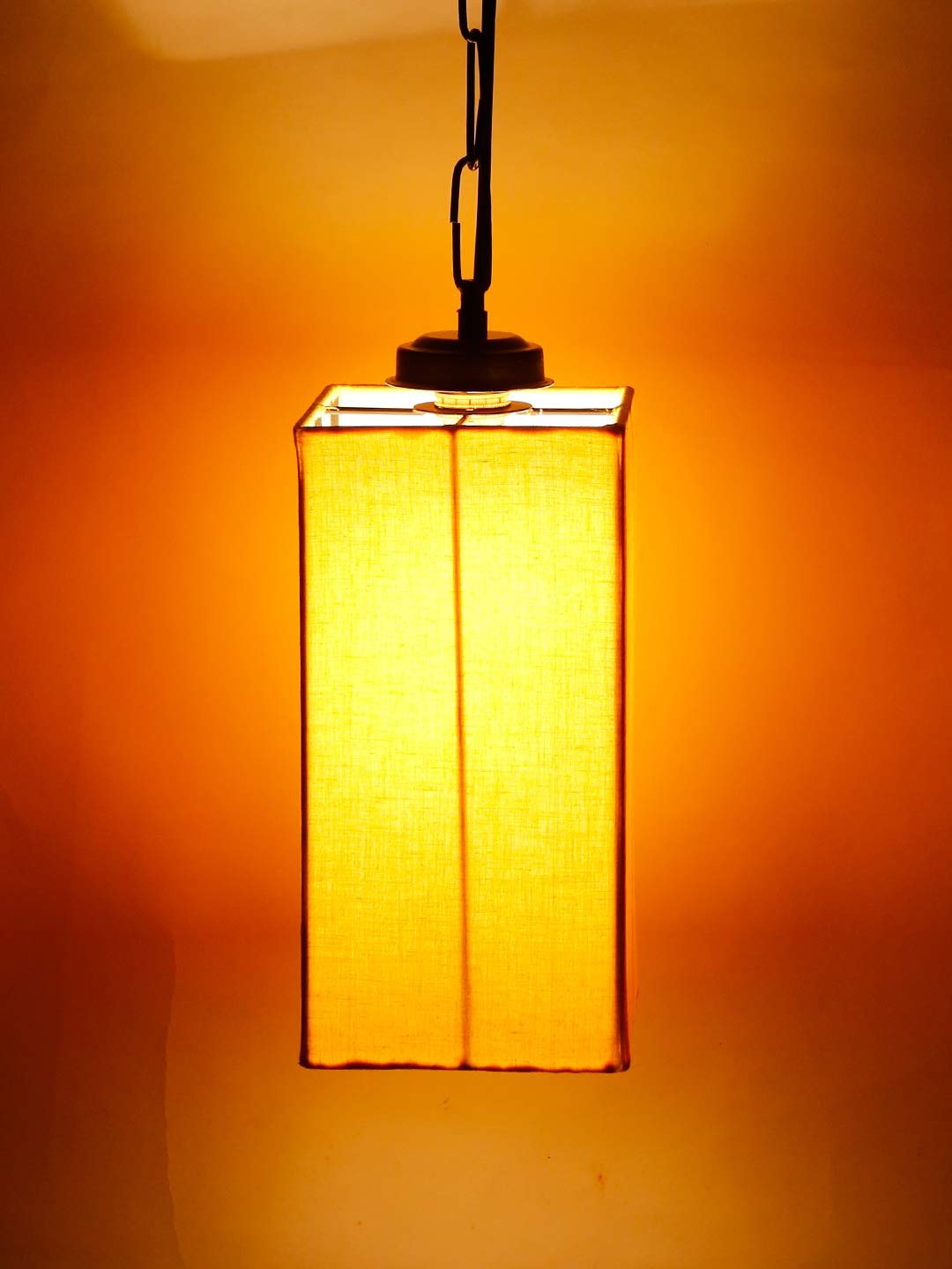 HL36, Yellow Cotton Square Hanging Lamp