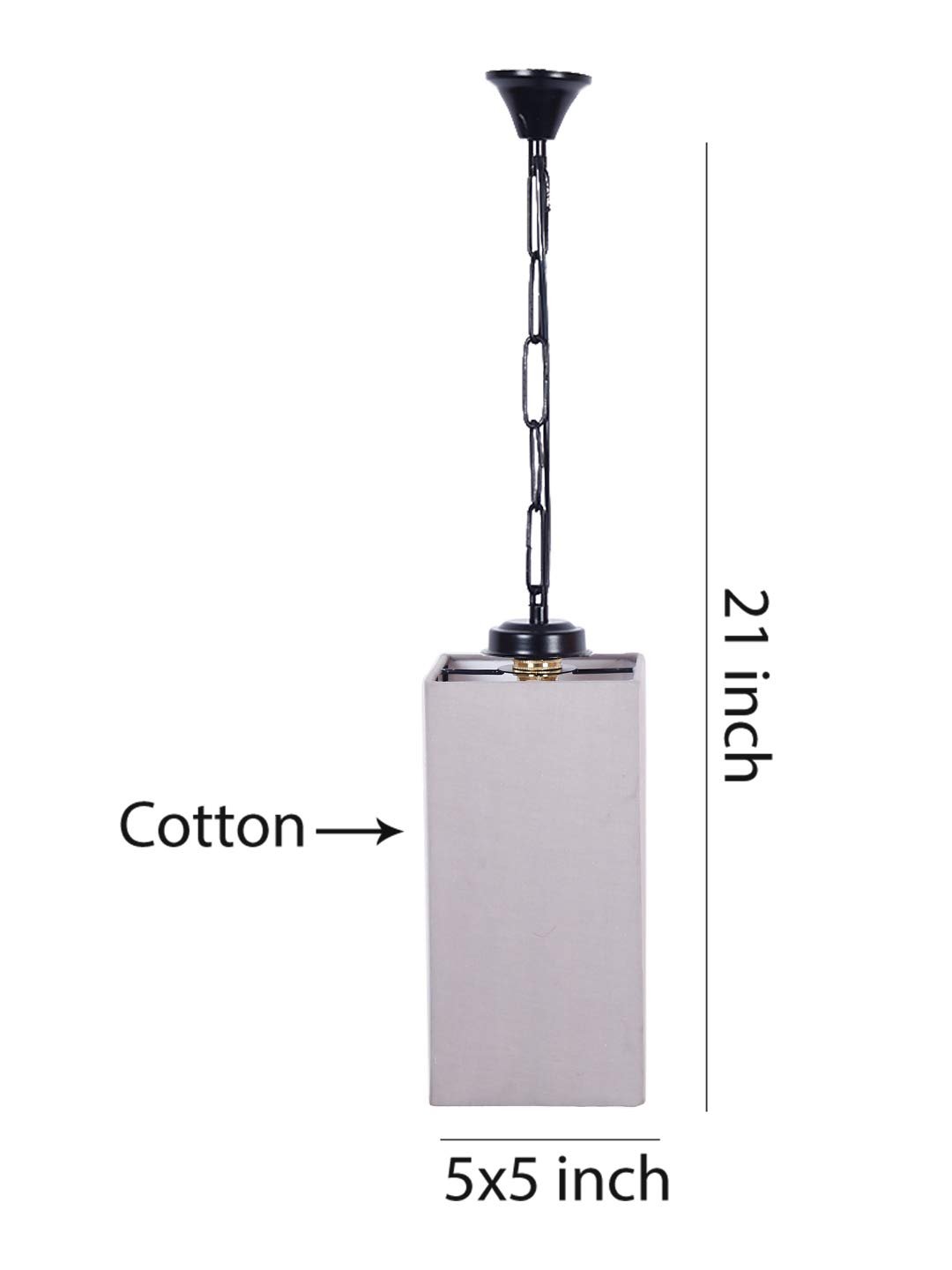 Grey Cotton Square Hanging Lamp