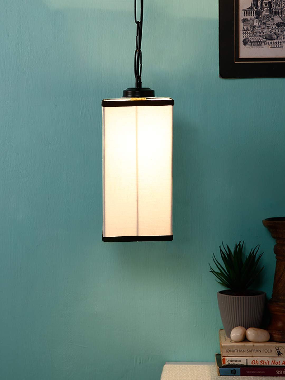 Multicolor Cotton Square Hanging Lamp