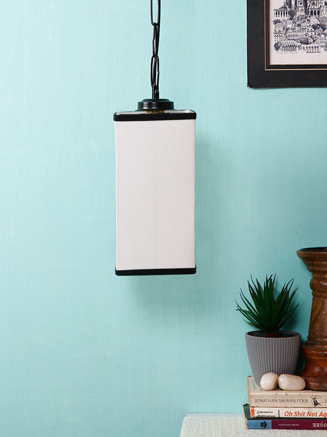 Multicolor Cotton Square Hanging Lamp