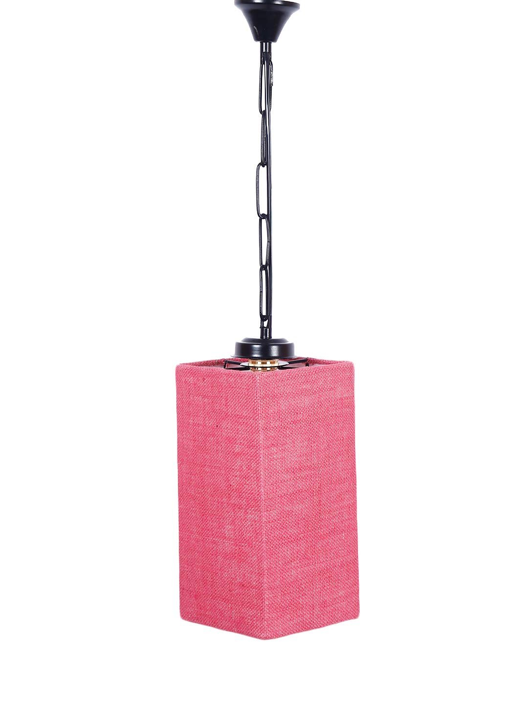 Pink Jute Square Hanging Lamp