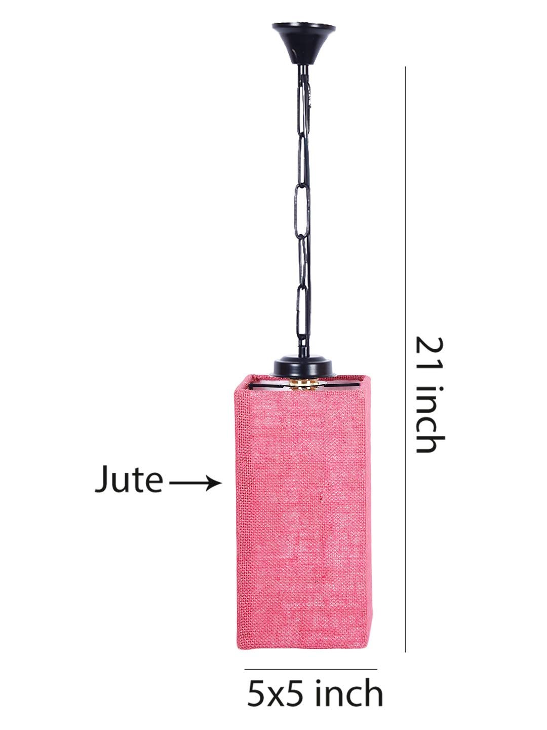 Pink Jute Square Hanging Lamp