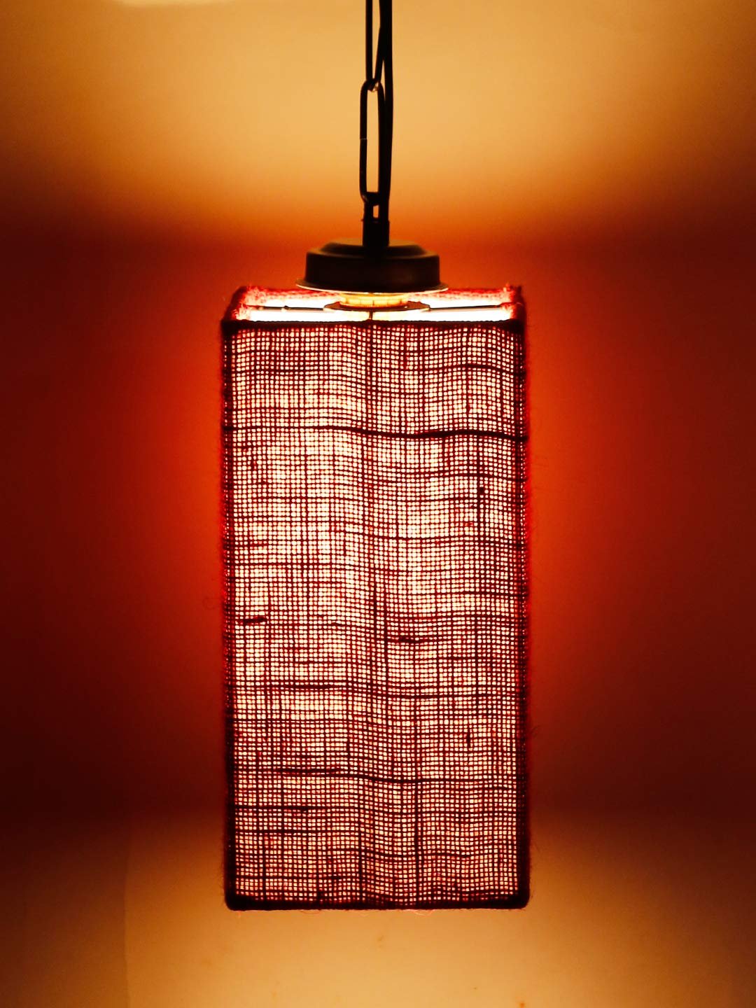 Maroon Jute Square Hanging Lamp