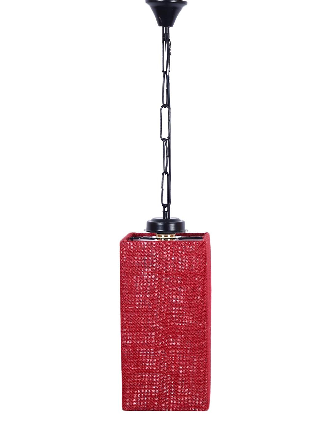 Maroon Jute Square Hanging Lamp