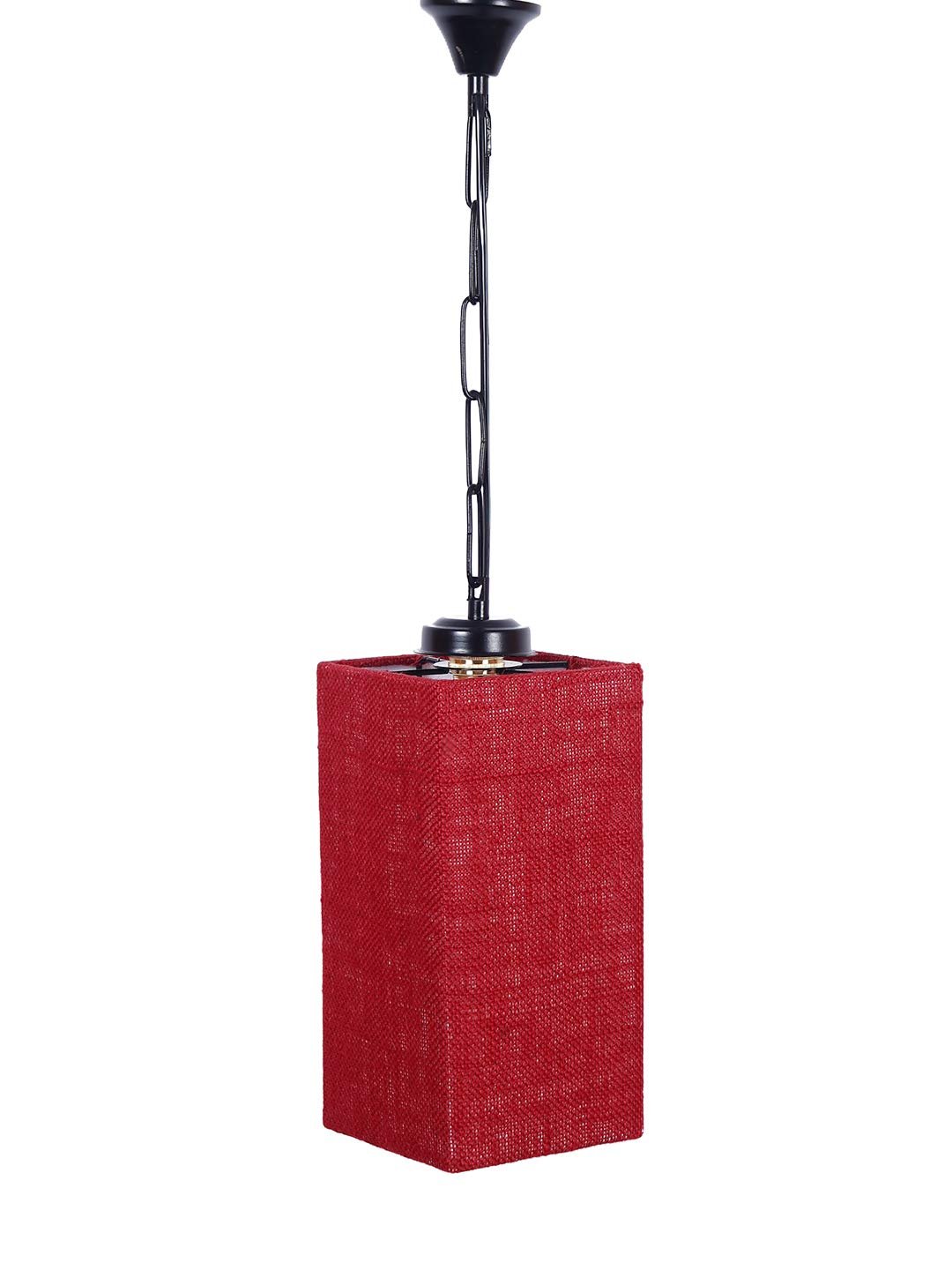 Maroon Jute Square Hanging Lamp