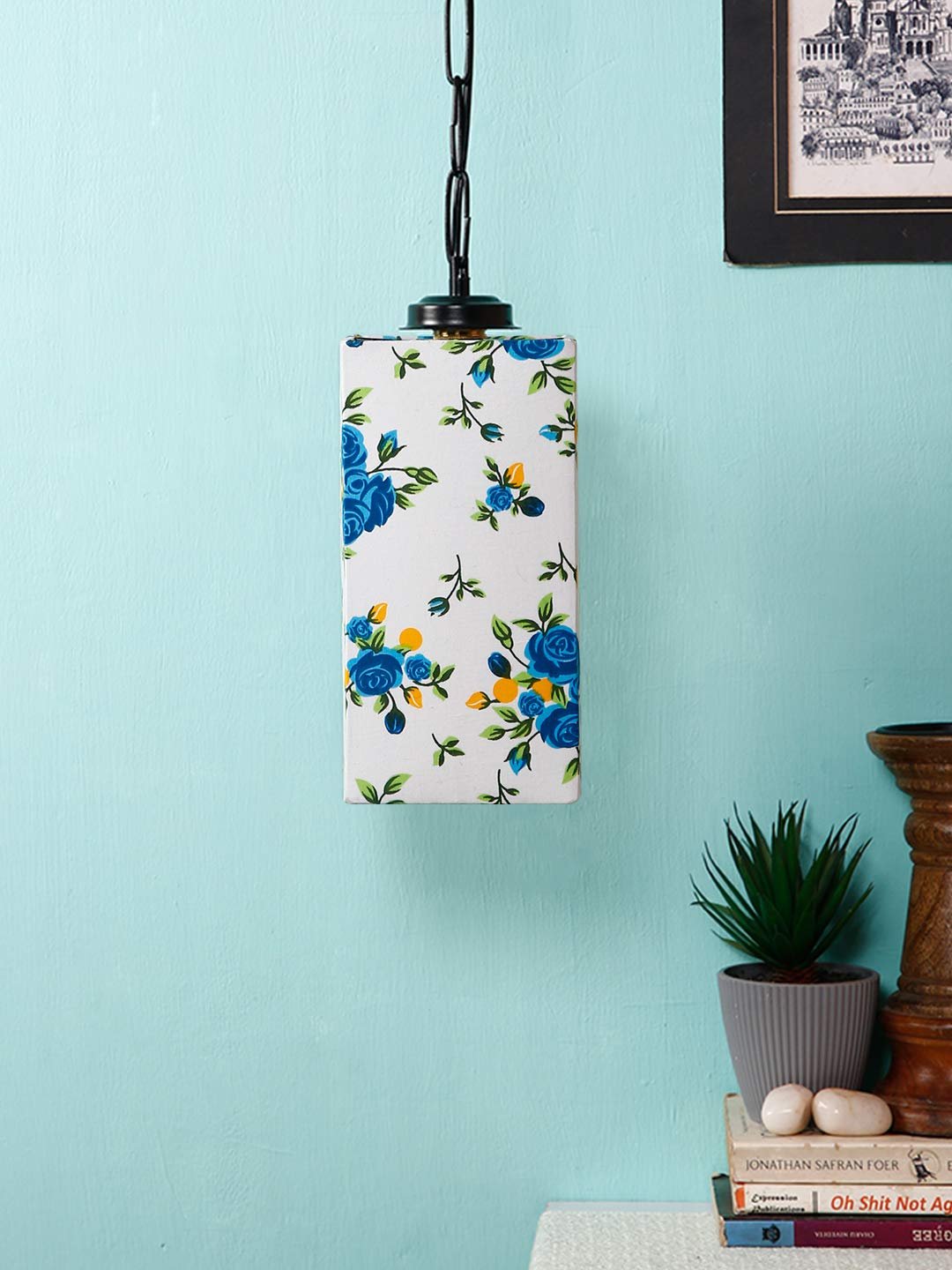 Multicolor Cotton Square Hanging Lamp