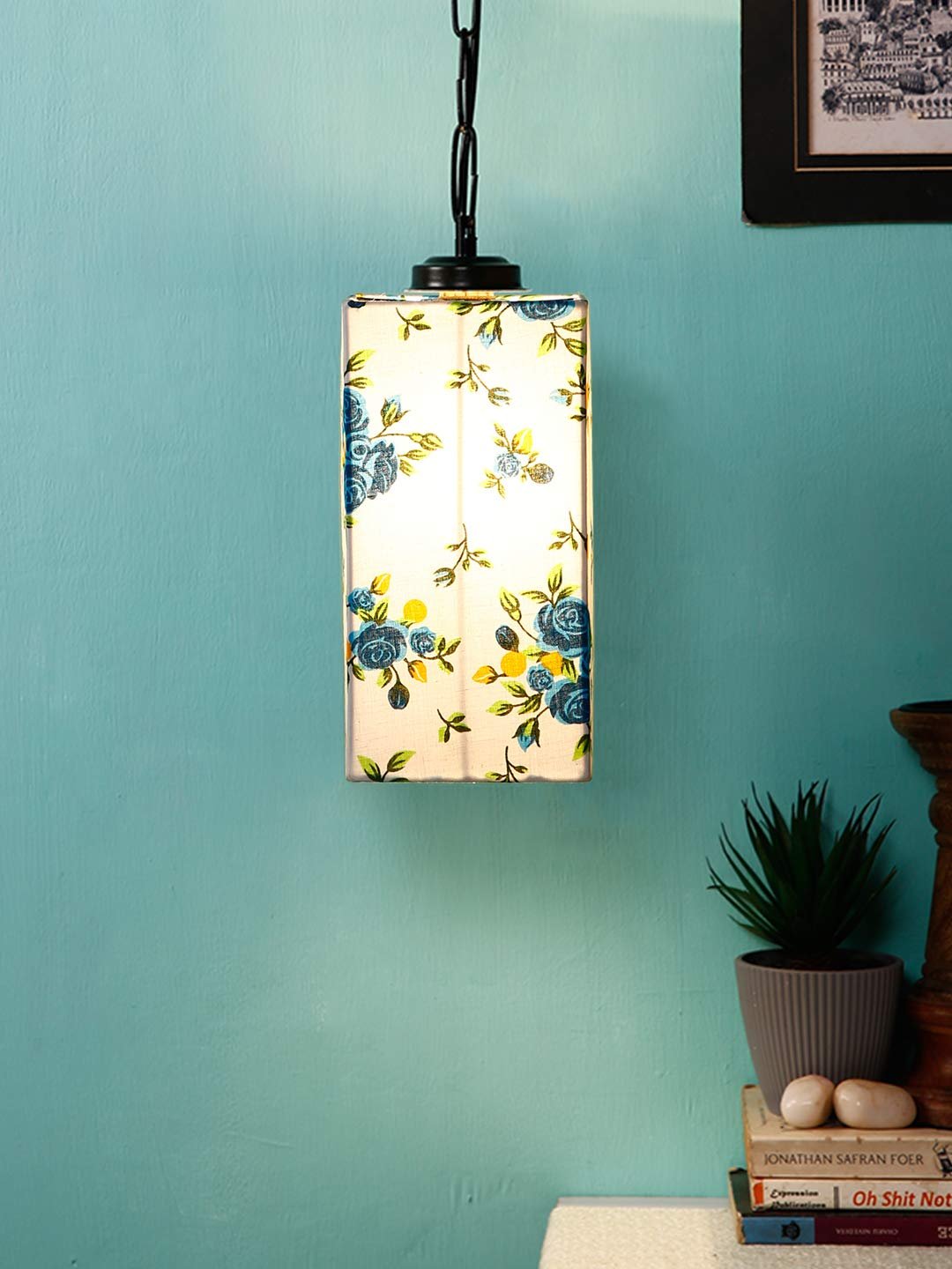 Multicolor Cotton Square Hanging Lamp