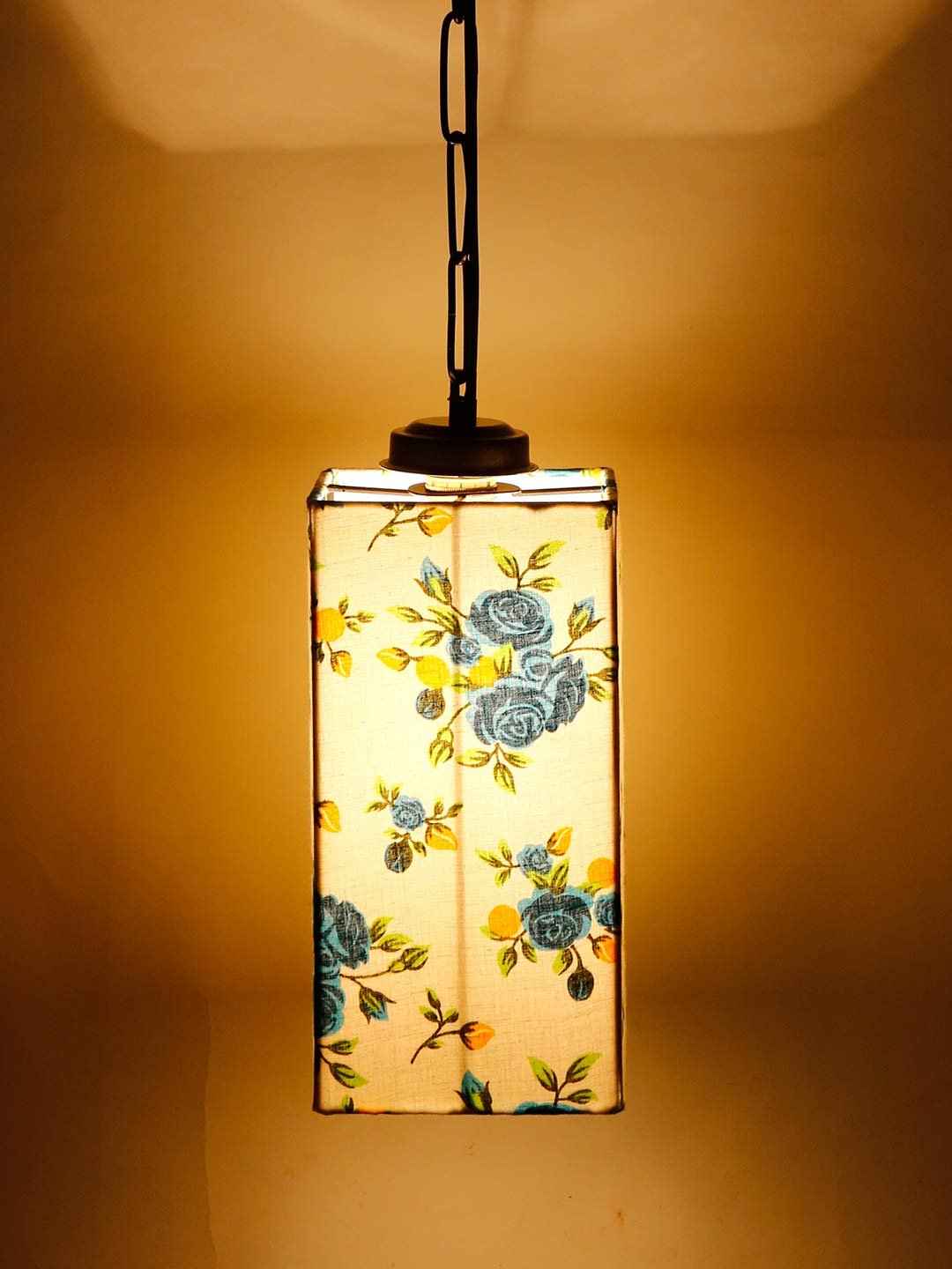 Multicolor Cotton Square Hanging Lamp
