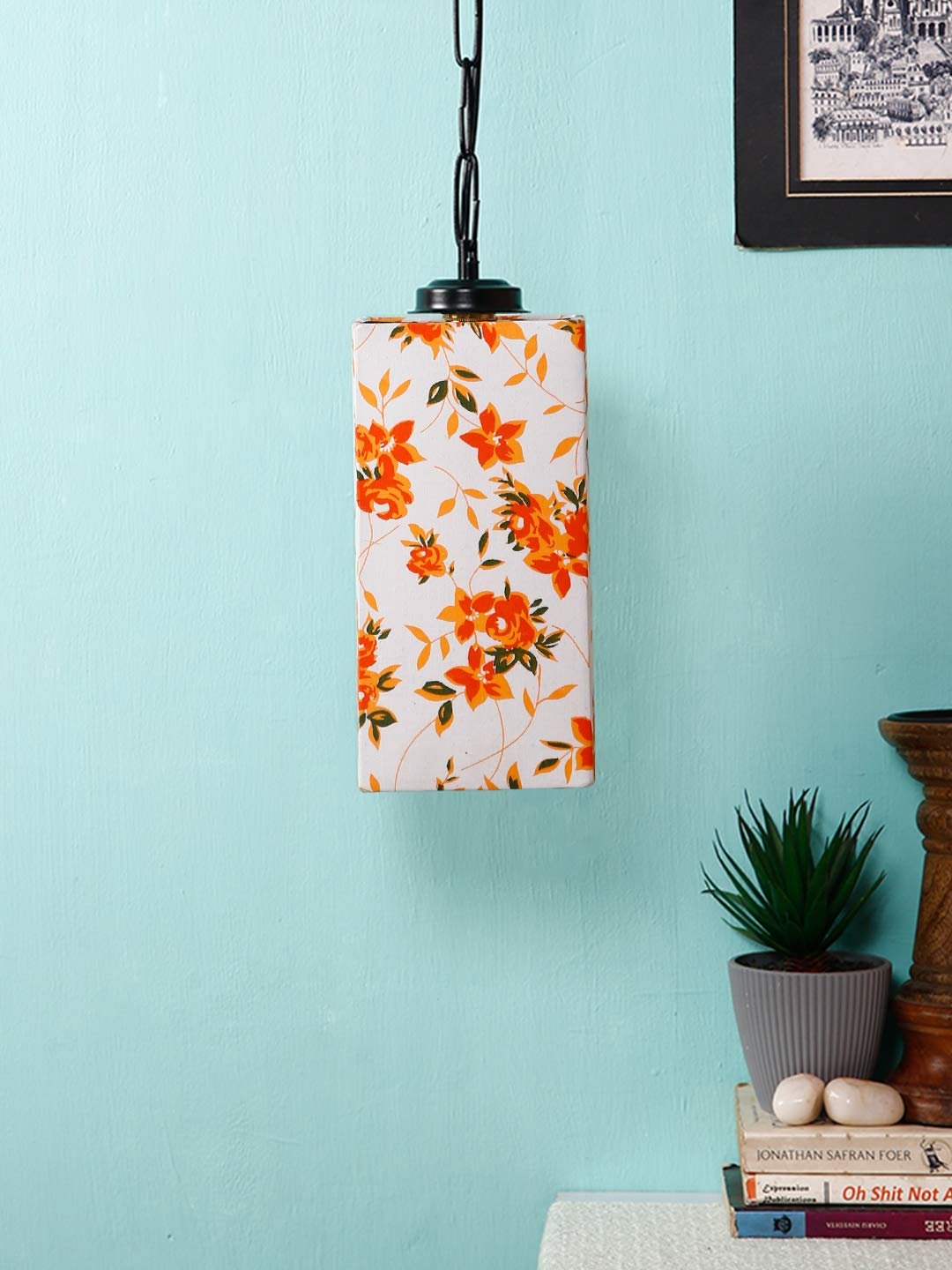 Multicolor Cotton Square Hanging Lamp