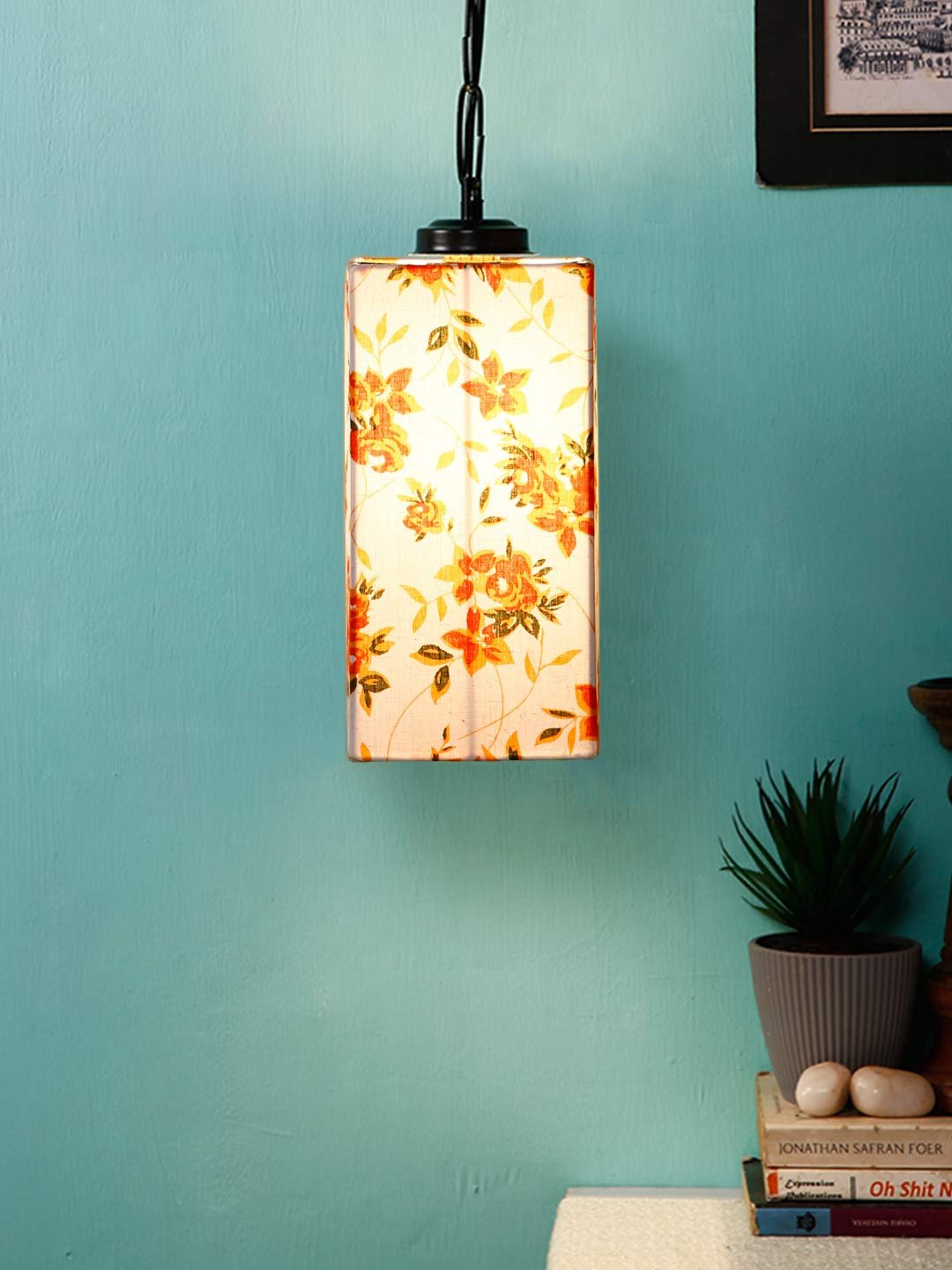 Multicolor Cotton Square Hanging Lamp