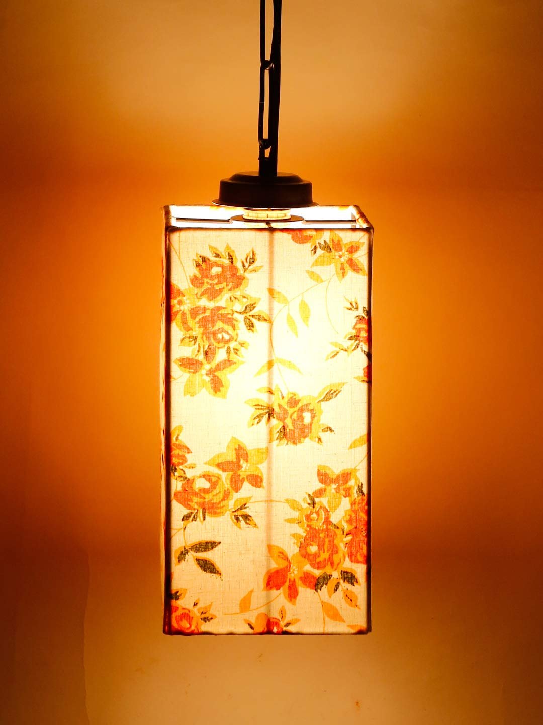 Multicolor Cotton Square Hanging Lamp