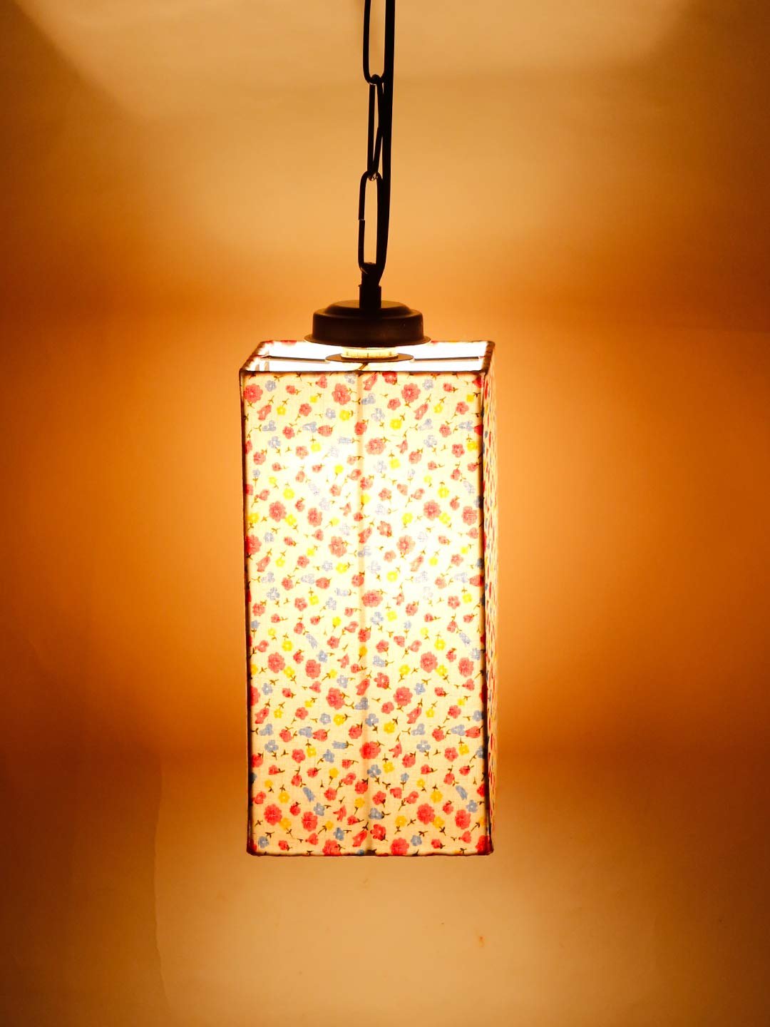 Multicolor Cotton Square Hanging Lamp