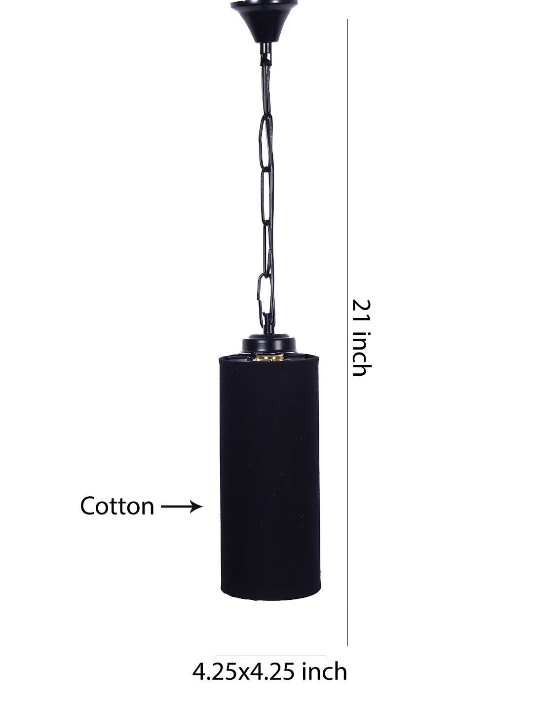 Black Cotton Cylindrical Hanging Lamp