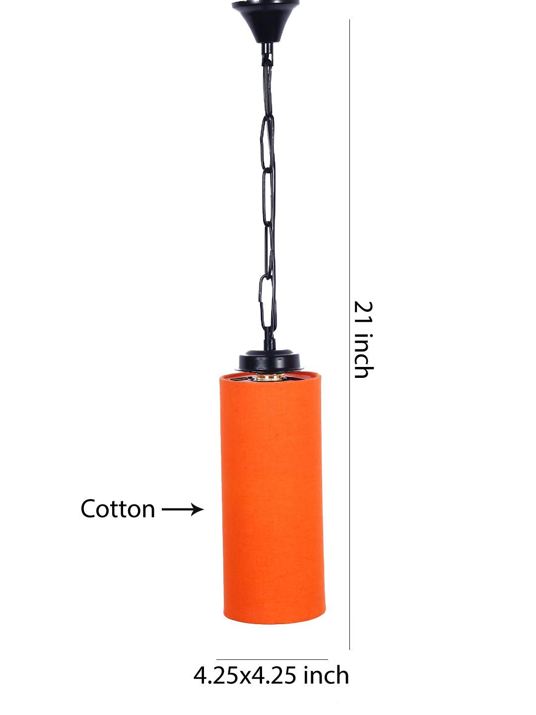 Orange Cotton Cylindrical Hanging Lamp