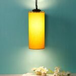 Yellow Cotton Cylindrical Hanging Lamp